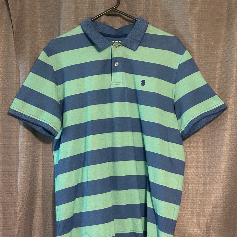 Izod Blue and Green Striped Polo Shirt